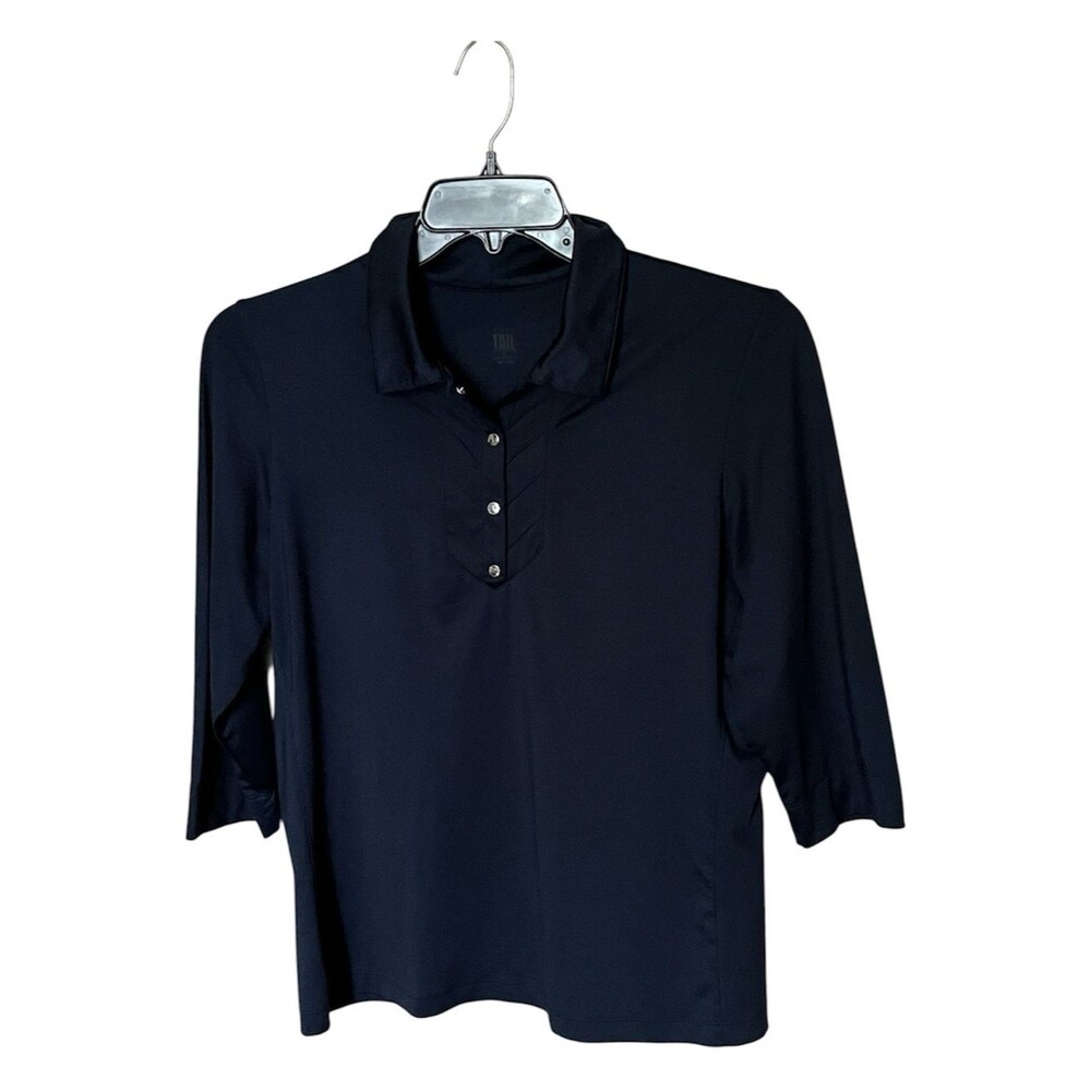 TAIL Activewear Blue 3/4 Sleeve Collared Golf Pickleball Shirt Top Size Large